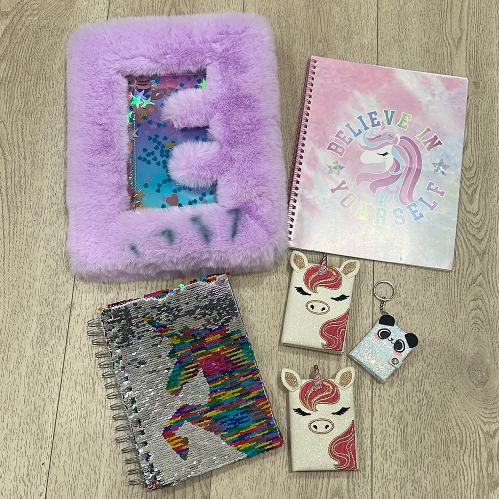 Unicorn Stationery Set with Fluffy Notebook